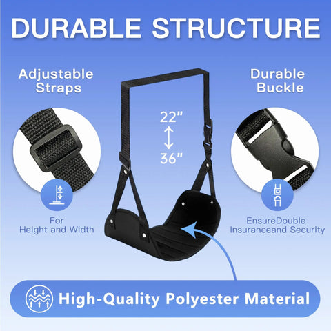 Two Pack Airplane Travel Footrest Hammock For Relaxing Your Feet On Long Flights with adjustable straps and durable buckle