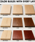 Color builds of wood finishes in clear, walnut, and mahogany with Real Deal Clear Wood Sealer And Tough Water Based Hardwax Oil That Soaks Deep Into Raw Timber To Deliver Bulletproof Weather Shielding With Zero Flake Mess In One Quart.