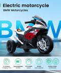 BMW Licensed 12V Kids Electric Ride On Motorcycle For Ages 3 To 5, Three Wheel Bike With Reverse, Charm Red, side angle view