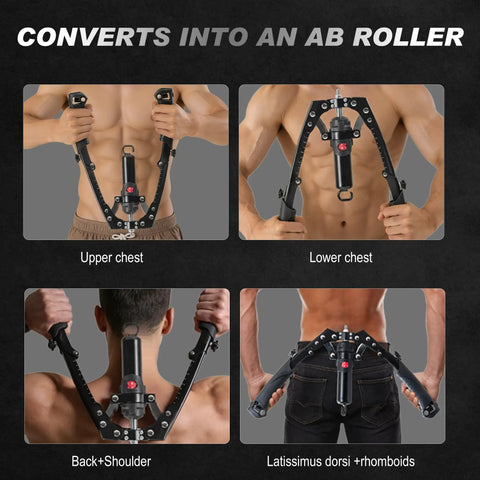 Twister Arm Exerciser With Adjustable Hydraulic Resistance From 22 To 440 Lbs For Fast Home Workouts, shown in upper and lower chest exercises.