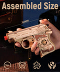 3D Wooden Puzzle Kit for Adults With 113 Pieces, Intricate Model Building Set for Grownups, Brain Boosting DIY Challenge, Great Gift Idea for Holidays, Stress Relief and Pure Fun, assembled 145mm wooden pistol model