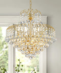 Dope Crystal Chandelier Pendant Flush Mount Light With Gold Finish for Bedroom showing sparkling glass crystals and gold details