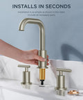 Installing Brushed Nickel 8 Inch Widespread Bathroom Faucet With Two Handles 360 Degree Swivel Pop Up Drain And Hoses For 3 Hole Vanity Restroom RV Lavatory Easy Install