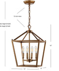 Kickstart Your Space With This Totally Rad Antique Gold 4 Light Pendant Ceiling Fixture Featuring A 12 Inch Caged Lantern Design and clear bulbs hung by a 72 inch chain.
