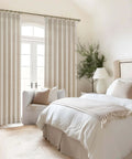 Natural Linen Blend Heavy Fall Curtains 86 Inches Long For Bedroom And Living Room, Pinch Pleated Custom Track System Sheer Drapes Visible