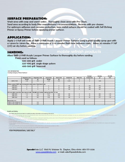 Instruction manual page for Gray Acrylic Lacquer Primer 2 Gallon Kit With Medium Speed Reducer showing application steps.