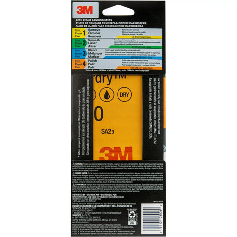 Back view of Wetordry Sandpaper Kit 3 Pack With Assorted Grits 1000 1500 2000 2500 For Wet Or Dry Sanding packaging.