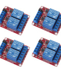 Four identical Two Channel 12V Relay Module With Optocoupler Isolated Trigger, High Or Low Level Control, 10A 250V AC And 10A 30V DC Load