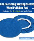 Six Piece Blue Microfiber Buffing Pads Fits Nine To Ten Inch Orbital Buffer And Polisher Slick Finish Bonnets For Car Detailing And Paint Correction Heavy Duty Garage Go To Tools No Fuss Work showing sapphire blue wool pads.