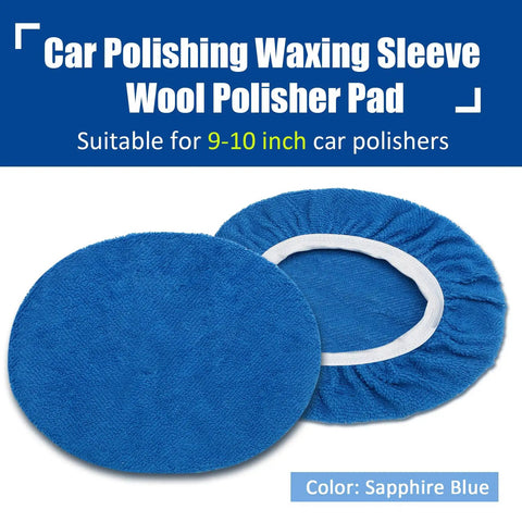 Six Piece Blue Microfiber Buffing Pads Fits Nine To Ten Inch Orbital Buffer And Polisher Slick Finish Bonnets For Car Detailing And Paint Correction Heavy Duty Garage Go To Tools No Fuss Work showing sapphire blue wool pads.