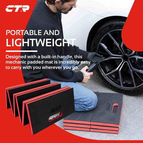 Mechanic Kneeling Pad Folding Mat For Under Car Work Pro Grade Heavy Duty EVA Foam Cushion with carry handle in use
