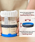 Person adjusting band on Sourdough Starter Kit 2 Pack 34Oz Organic Glass Jars Wide Mouth With Lids For Home Bakers Includes Thermometer