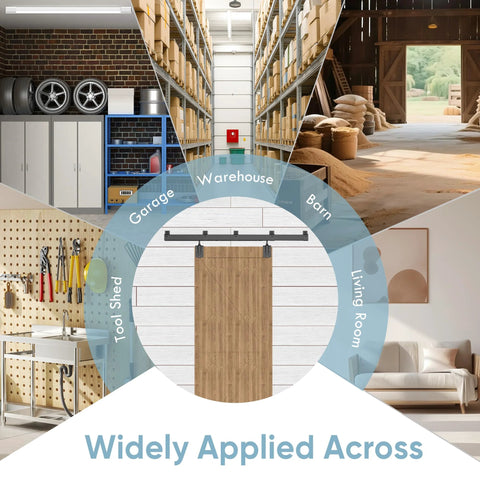 Outdoor Heavy Duty Exterior Barn Door Hardware Kit With Box Rail System For One Door Not Included 450 Lbs Capacity Black