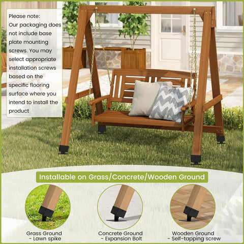 Adjustable Swing Bracket Kit For Wood 4x4 Swing Posts, Leveling Anchor To Boost Stability And Safety, Four Pack With All Install Accessories, Keeps Wooden Legs Off Damp Ground For Longer Life