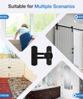 Sliding Barn Door Lock With 90 Degree Flip And 360 Degree Rotation, Privacy Latch For Bathroom, Garden And Window shown in use