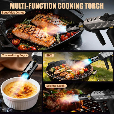 Powerful Propane Torch Gun With Adjustable Flame used for searing steaks and grilling BBQ, CSA certified, tank not included.