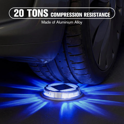 12 Pack Solar Ground Lights With Dual Color Modes White And Blue Waterproof Driveway Marker Lights under car tire