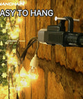 Outdoor 100 Ft Extension Cord 16 Gauge SJTW Waterproof Built Tough Heavy Duty 3 Prong Cable installed with hanging lights