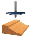 Carbide Tipped Traditional Raised Panel Router Bit Three And Three Eighths Inches By One Half Inch For Router Tables Gray In Use