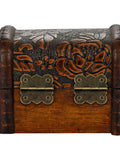 Front view of wooden box with Antique Bronze Butterfly Hinges Set For Jewelry Boxes And Craft Projects With 160 Screws, 40 Hinges, 1 Inch Engraved Design