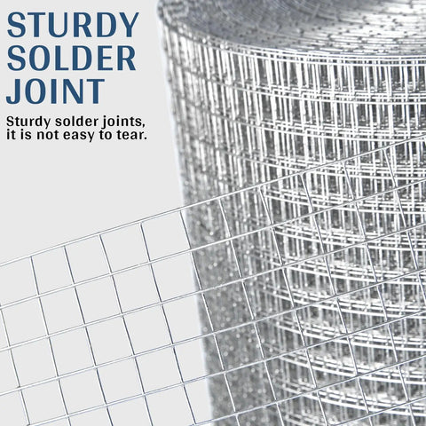 Close-up of Go-To Half Inch Hardware Cloth Roll 4 Ft By 100 Ft 19-Gauge Galvanized Wire Mesh with focus on sturdy solder joints