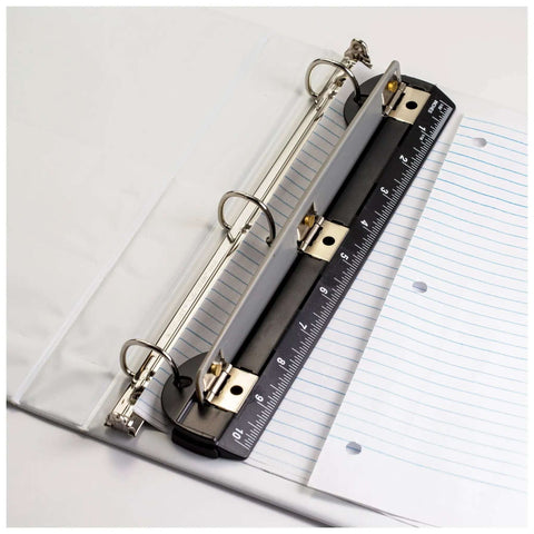 On The Go 3 Hole Binder Punch For Ring Binders, Ultra Compact And Portable, Punches Up To Five Sheets At A Time With Easy Grip, Black Office Essential For Students And Pros