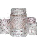 Beefy Heavy-Duty PolyDac Rope For Industrial Fall Protection And Outdoor Gear, 3/8 Inch By 600 Feet, coiled white rope stack