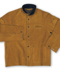 Brown Split Cowhide Leather Welding Jacket XL Size, Heavy Duty Heat Resistant Workwear For Welders, Durable Leather Coat