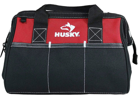 Front view of 12 Inch Contractor Multi Purpose Water Resistant Tool Bag With Pro Grade Bartec Stitching Reinforced Construction