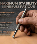 Leather Beveling Tools And Stamp Set With Alloy Steel Precision Heads, ergonomic handle shown in hand for detailed carving.