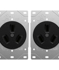 Heavy Duty NEMA 10-50R 50 Amp Black Outlet Socket, Three Wire 125/250 Volt Electrical Receptacle With Corrosion Resistant Steel Clamps, Hardcore Workhorse For Home Or Job Site, 2 Pack shown side by side.