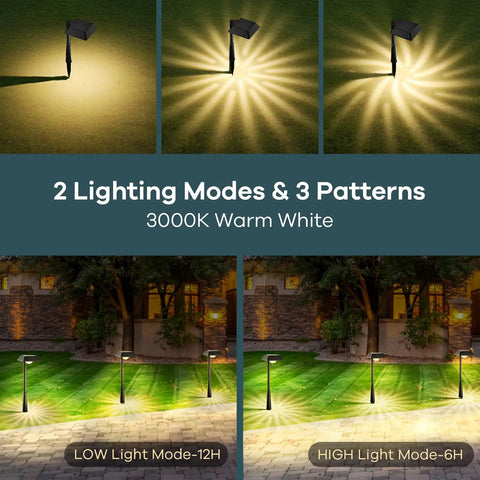 Solar Pathway Lights Outdoor Easy Install 200 Lumen Warm White Garden Driveway Yard Lighting 8 Pack Waterproof IP65 lighting modes