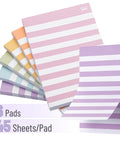 Lined Sticky Notes 4x6 Inch, 6 Pads With 45 Sheets Each, pastel horizontal lines for office, school, and home use.