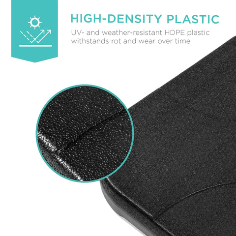 Zoomed view of high-density plastic detail on Heavy-Duty Cantilever Offset Patio Umbrella Stand With Four Interlocking Base Plates.