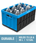 Collapsible Storage Bins With Lids Charcoal 3 Pack 62L showing plastic container holding bottles