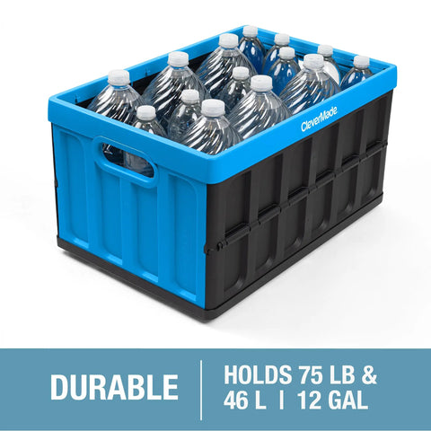 Collapsible Storage Bins With Lids Charcoal 3 Pack 62L showing plastic container holding bottles