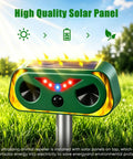 4 Pack Solar Powered Ultrasonic Animal Repeller Outdoor Waterproof Pest Deterrent For Deer Cats Dogs Squirrels Raccoons Rabbits With Motion Sensor And Flashing Light For Yard Garden Lawn Farm, green solar panel