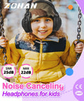 Child wearing noise canceling headphones for kids on a swing, emphasizing Kids Noise Canceling Ear Protection 2 Pack For Concerts Fireworks And Football Games Autism Friendly Ear Muffs 26dB SNR 22dB NRR Safe Sound Shield For Teens And Toddlers
