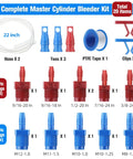 Master Cylinder Bleeder Kit Replacement For 13911 With 22 Inch Clear Hose Clips SAE And Metric Fittings, full item layout