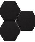 Top Shelf Hexagon Soundproofing Panels 3 Pack Fire Resistant High Density Polyurethane Acoustic Foam Tiles in black, showcasing hexagonal shapes.