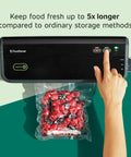 Pack Of 30 Pint-Sized Precut Vacuum Seal Bags, BPA Free Multilayer Construction For Food Preservation, Compatible With Most Vacuum Packaging Systems Great For Meal Prep And Keeping Produce Fresh Longer, Great For Freezer And Fridge Storage being sealed in vacuum sealer