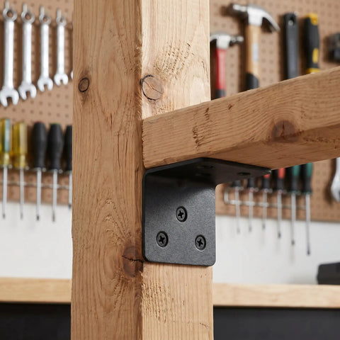 12 Pack L Shaped Corner Brackets For Wood Shelves And Cabinets, Heavy Duty Cold Rolled Steel Right Angle Supports with six holes