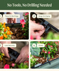 10 Pack Adjustable Snap On Irrigation Clamps With Powder Coated Steel And Silicone Sleeves Drill Free Installation shown in use