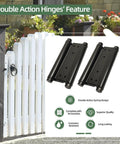 8 Inch Black Double Action Door Hinges Self Closing For Cafe Saloon Pub Swinging Doors 201 Stainless Steel Includes Pins And Screws Heavy Duty 4 Pack Set shown with features