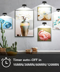 Smooth Dimming Battery Operated Picture Light With Remote Control For Wall Art Posters Frames illuminating multiple framed artworks.