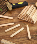 Heavy Duty 100 Count Half Inch By Four Inch Wooden Dowels Pins Fluted Dowel Rods Natural Burlywood Hardwood For Furniture Assembly Shelves Cabinets DIY Crafts And Woodworking Projects, stacked 1/2 x 4 in dowels