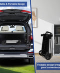 Heavy Duty Collapsible Shopping Cart On Wheels With Dual Bins Two Tier Folding Grocery Cart fits in car trunk and folds for easy storage.