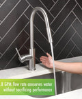 Touchless Kitchen Faucet With Pull Down Sprayer Motion Sensor High Arc Spout Switchable Stream And Spray One Point Eight GPM Flow