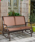 Two Person Swing Glider Chair 48 Inch Cozy Patio Bench For Outdoor And Indoor Use Steel Rocking Loveseat In Brown