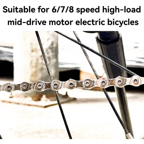 Heavy Duty E Bike Chain For 6 7 8 Speed 136 Links High Tensile Strength Anti Break Rust Proof Corrosion Resistant Replacement Drive Chain